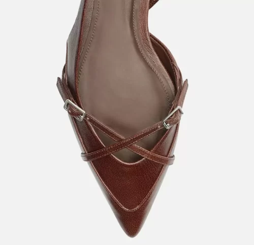SAPATILHA MARROM COURO SLINGBACK NEW AMELIA - Image 2