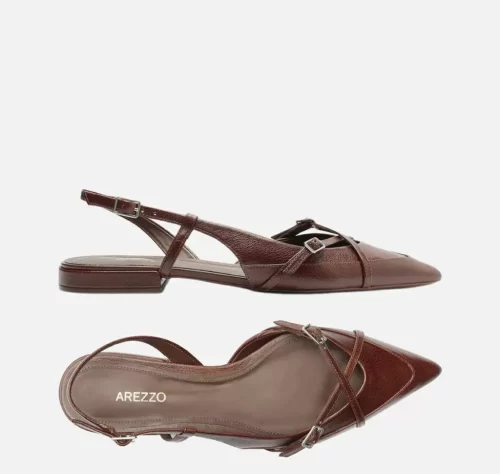 SAPATILHA MARROM COURO SLINGBACK NEW AMELIA - Image 3
