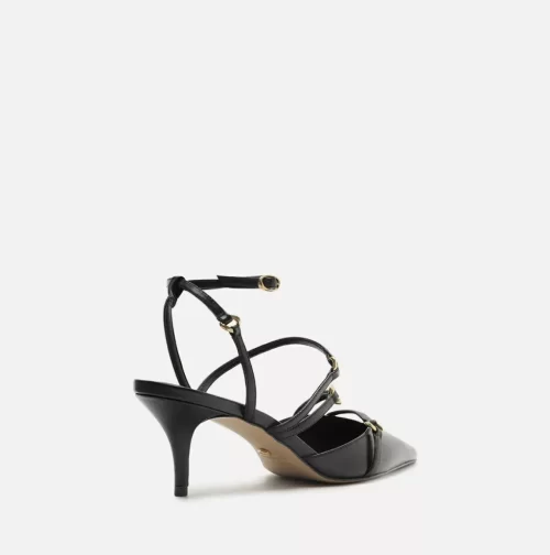 SCARPIN PRETO COURO SALTO KITTEN TIRAS - Image 3