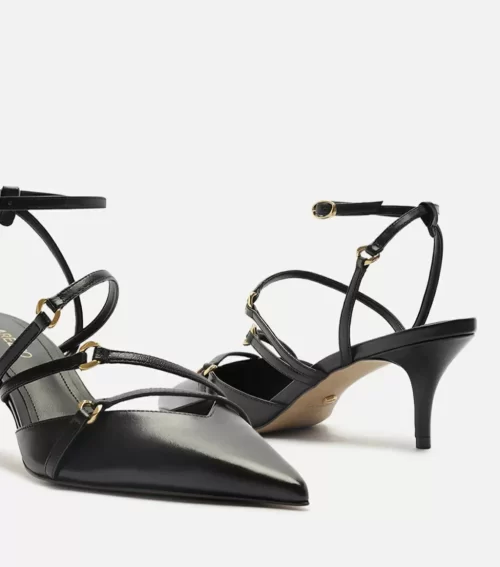SCARPIN PRETO COURO SALTO KITTEN TIRAS - Image 5