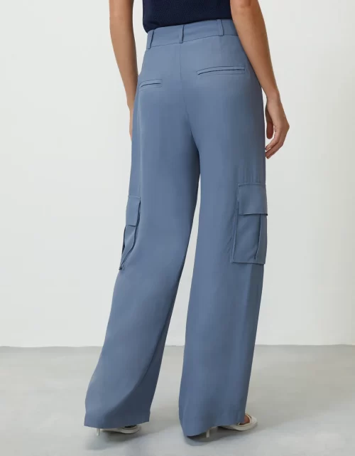 CALÇA RETA COM BOLSOS CARGO - AZUL SECO - Image 2