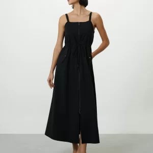 Vestido Zíper Frontal Preto