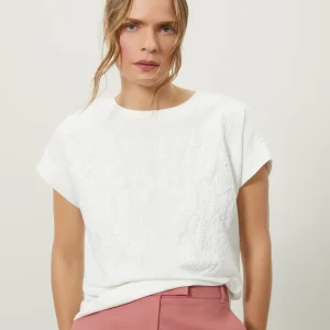 T-SHIRT CASHMERE VAZADO OFF WHITE