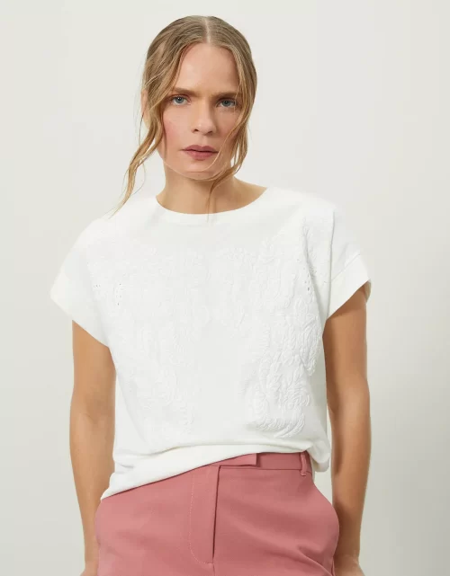 T-SHIRT CASHMERE VAZADO OFF WHITE