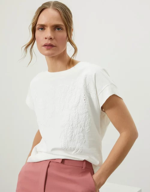 T-SHIRT CASHMERE VAZADO OFF WHITE - Image 3