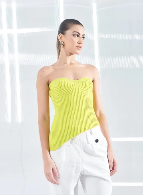 Blusa Assimétrica Tricô - amarelo