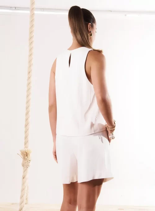 Blusa Evasê Cavada Decote Gota Nas Costas - OFF WHITE - Image 2