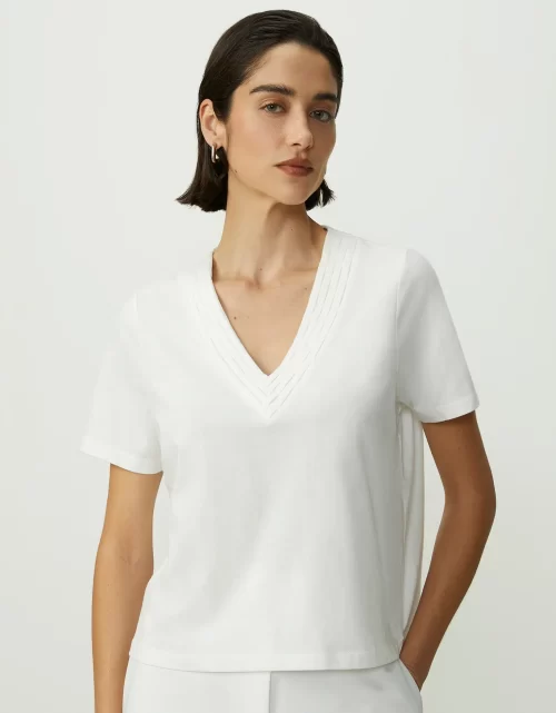 T-SHIRT DETALHE DECOTE - OFF WHITE