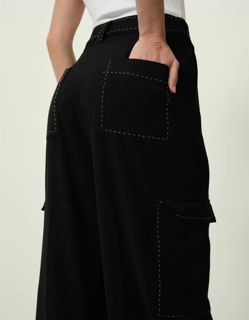 CALÇA CARGO COM CONTRASTE - PRETO - Image 3