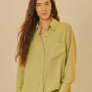 CAMISA BOLSO LONGA - VERDE ERVA