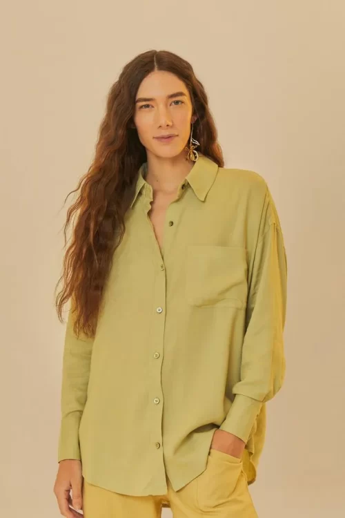 CAMISA BOLSO LONGA - VERDE ERVA