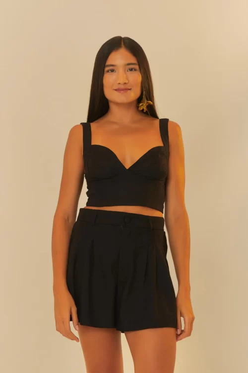 BLUSA CROPPED PREGAS - PRETO