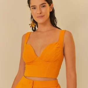 BLUSA CROPPED PREGAS - LARANJA