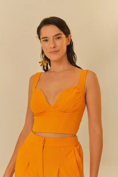 BLUSA CROPPED PREGAS - LARANJA