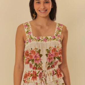 BLUSA CROPPED FLORAL DE VERAO