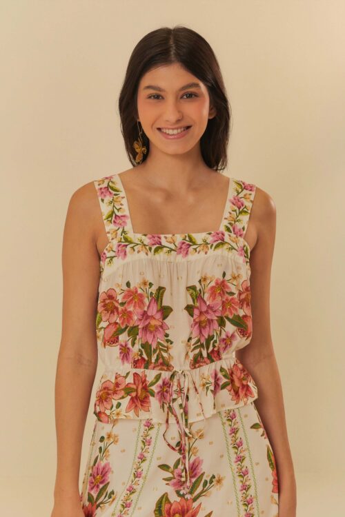 BLUSA CROPPED FLORAL DE VERAO