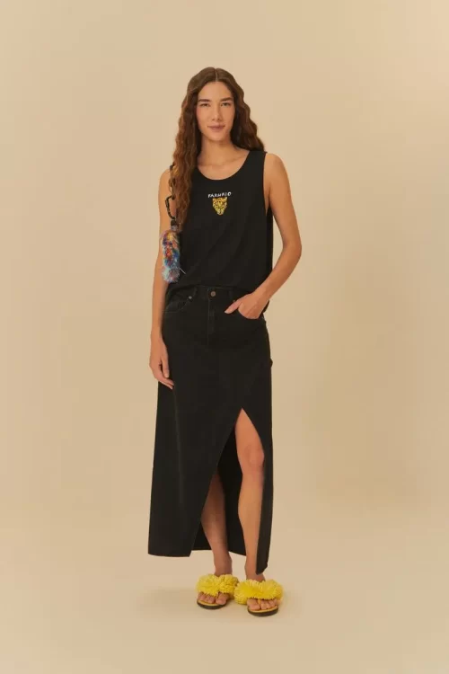 Saia Longa Fenda Black Jeans