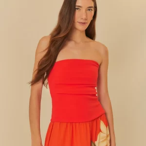 TOP RETO SEM ALÇA - VERMELHO