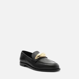 Mocassim Preto Couro Metal Bold Silvia Braz