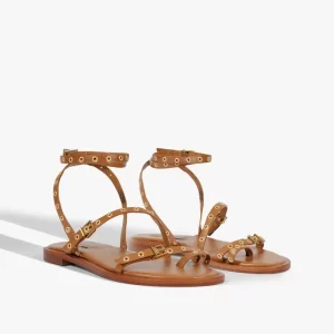 Rasteira Annete Flat Couro Marrom