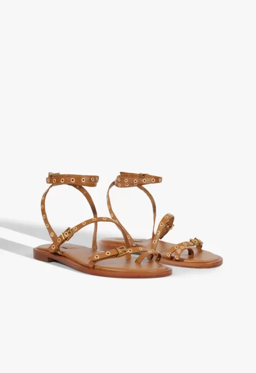 Rasteira Annete Flat Couro Marrom
