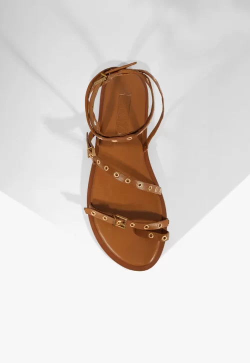 Rasteira Annete Flat Couro Marrom - Image 3