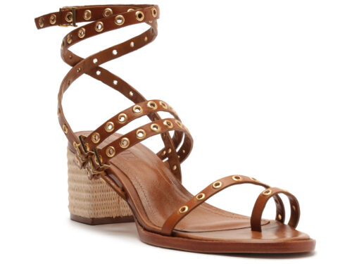 Sandália Annete Couro Marrom Camel