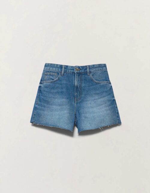 Shorts jeans médio barra à fio - Image 5