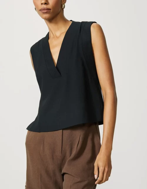 Blusa Reta Decote V - Preto