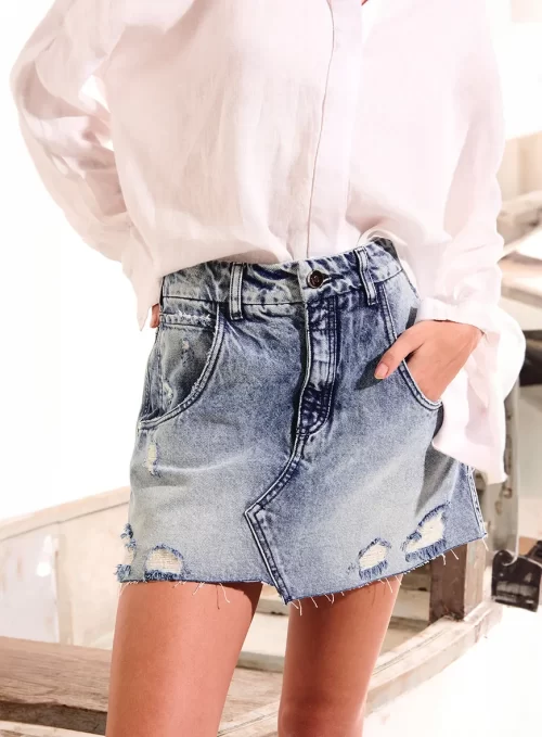 Saia Jeans Estonada Barra A Fio - Image 2