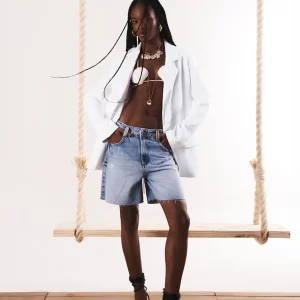 Bermuda Jeans Estonada Boyfriend Barra A Fio