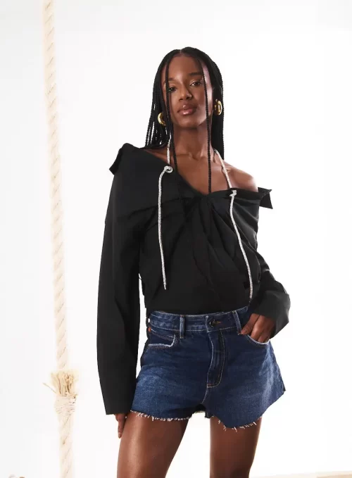 Short Jeans Denim Comfy Barra A Fio