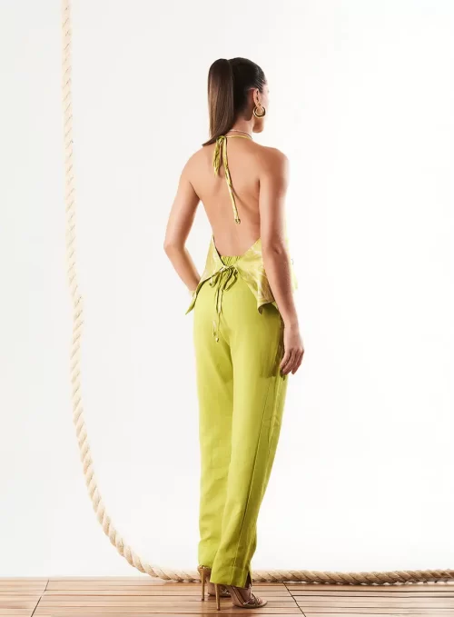 Blusa Degagê Frente Única Amarrações Floral Green - Image 2