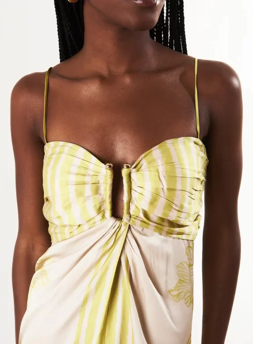 Vestido Midi Reto Decote Coração Floral Green - Image 3