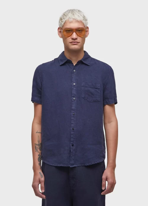 Camisa classic linen - azul marinho - Image 3