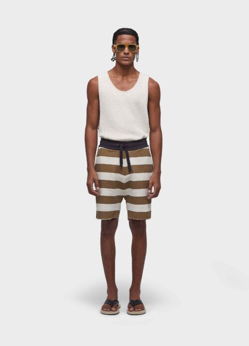 Bermuda casual listrada moletom