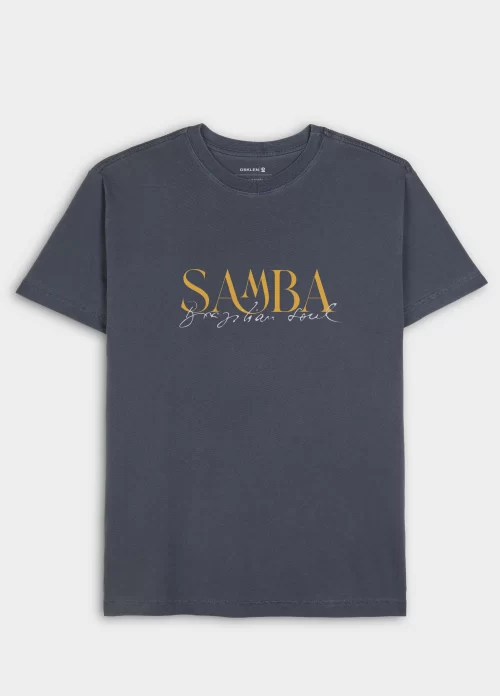 T-shirt stone samba serifado - azul marinho