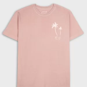 T-shirt stone palm sketches - rosa sunset
