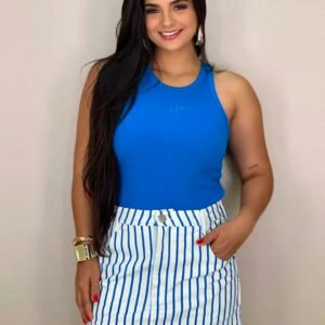 Regata Slim Cavada Canelada - azul