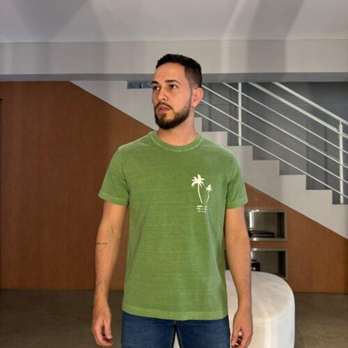 T-shirt stone palm sketches - verde