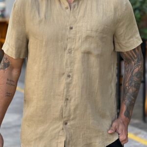 Camisa classic linen - caqui
