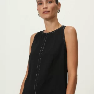 Blusa Costura Com Contraste - preto