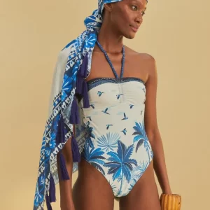 Maiô Artesanal Localizado Estampado Céu Tropical