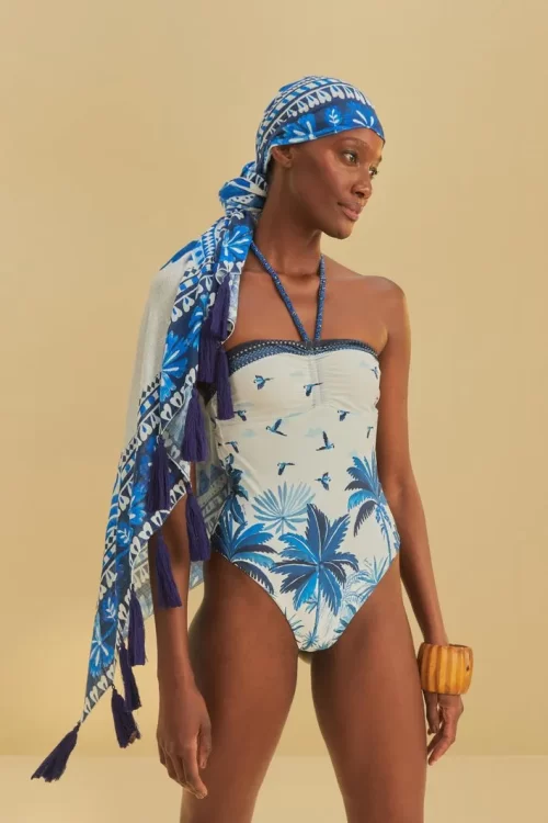 Maiô Artesanal Localizado Estampado Céu Tropical