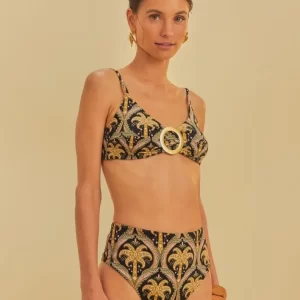 Biquíni Hotpants Argola Estampado Camafeu Tropical