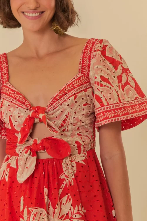 Vestido Longo Manga Estampado Folha De Renda - Image 2