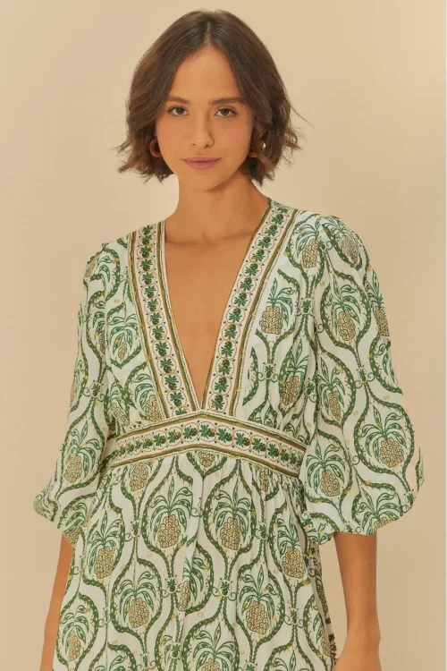 Vestido Longo Estampado Brilho De Abacaxi - Image 2