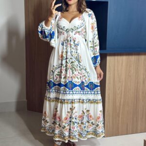 Vestido Manga Estampado Sonho Guaraná