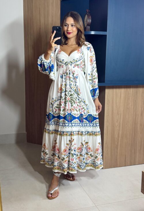 Vestido Manga Estampado Sonho Guaraná