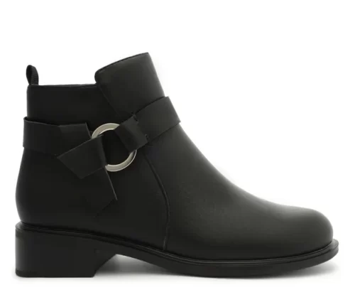 Bota Cano Curto Elo De Metal Preta
